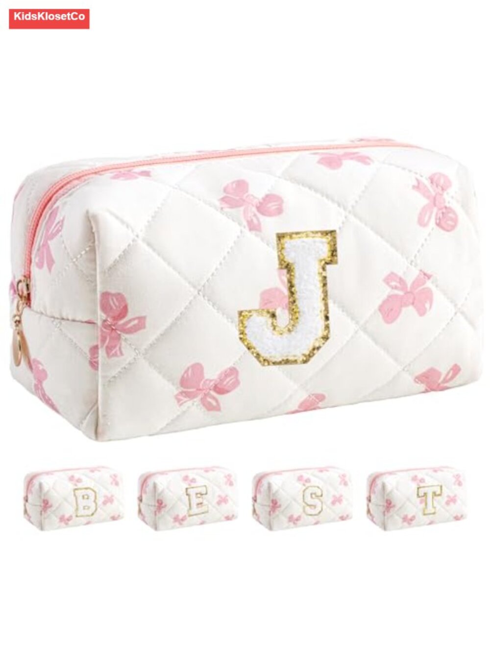 Quilted Cotton Personalized Makeup Bag for Women Travel Toiletry Organizer